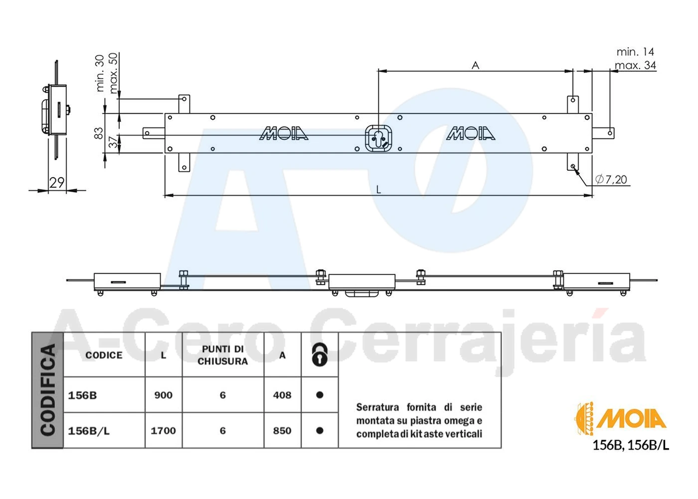 Kit trastero cerradura 156B + escudo macizo