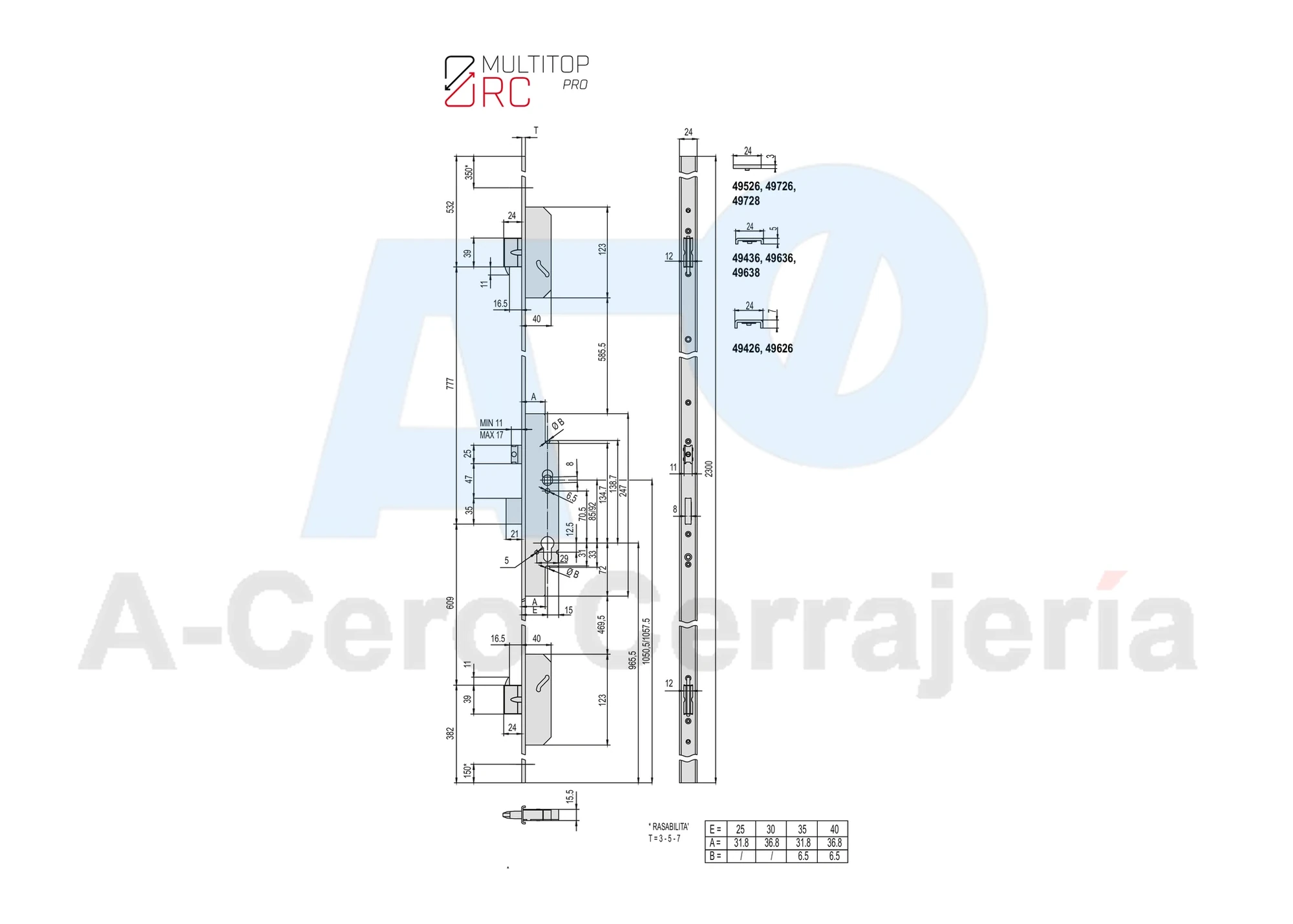 Cerradura Multitop 49526 Carp. metálica